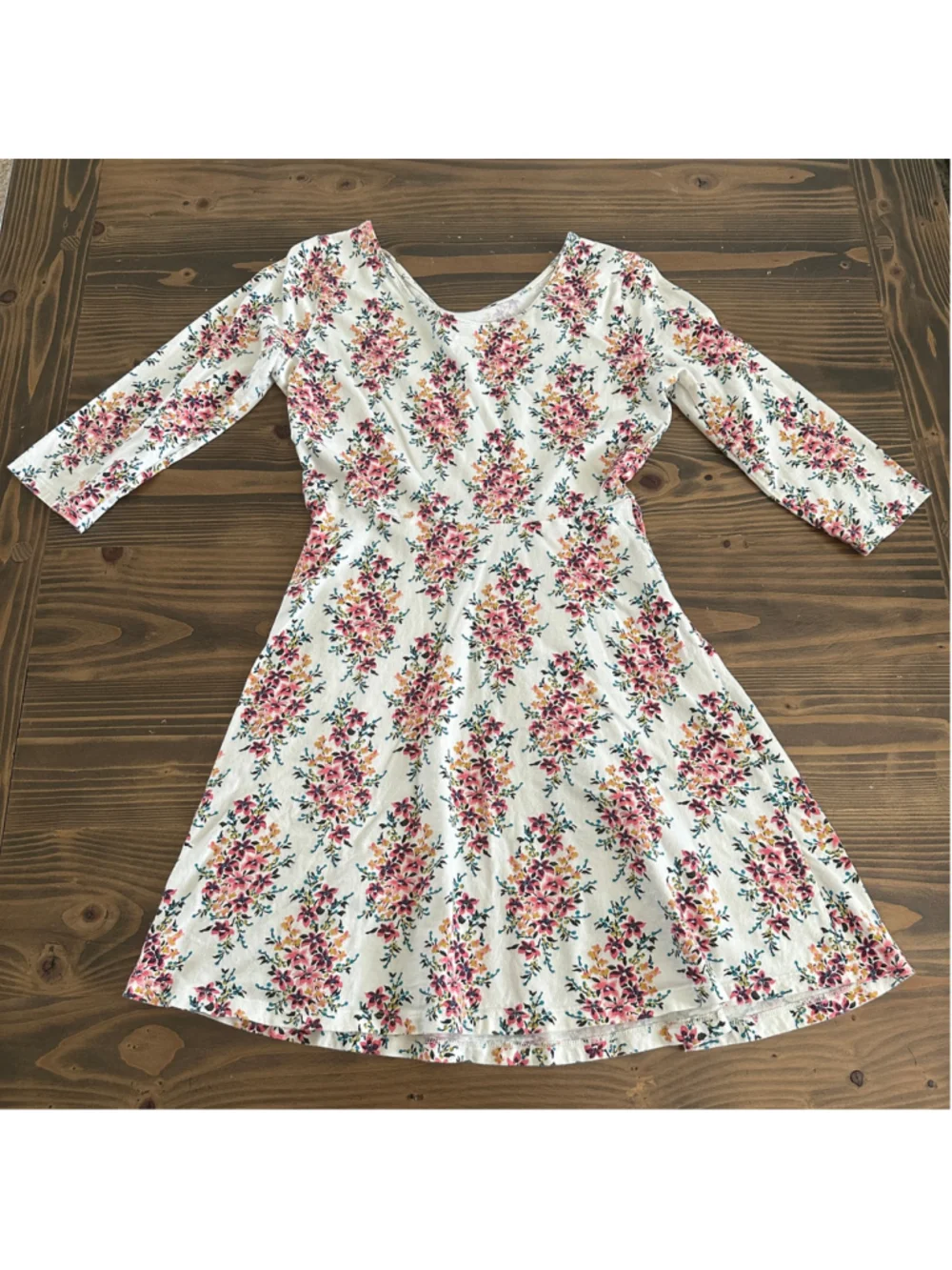 Girls Old Navy Floral Dress Size 14 XL Pink White Long Sleeve Casual